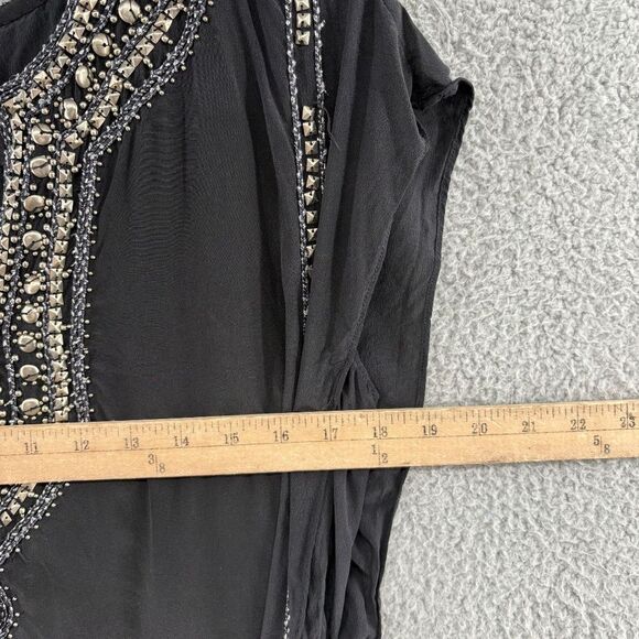 Calypso St. Barth Black 100% Silk Embellished Tunic Dress Top XS Boho Luxe - Picture 5 of 11